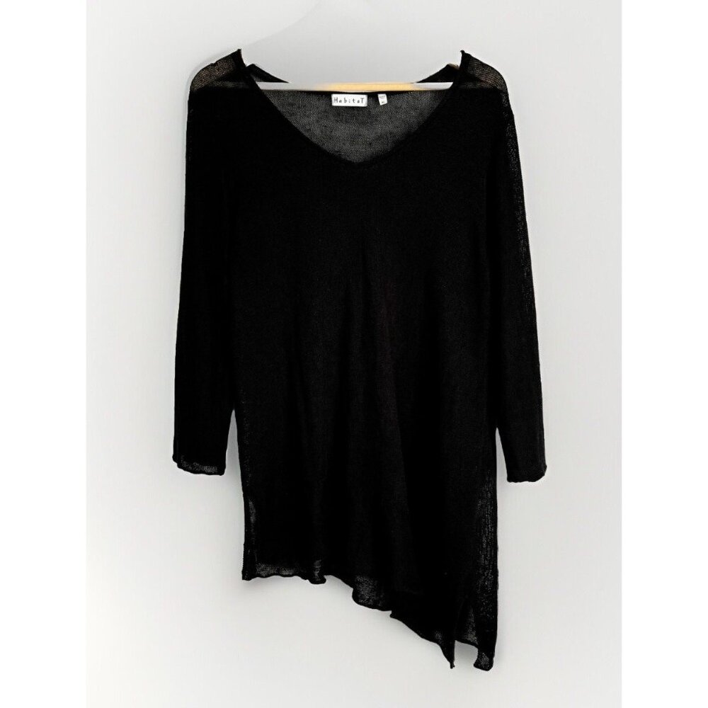 Habitat Women’s Black Asymmetric Sweater Tunic XL Quiet Luxury Lightweight